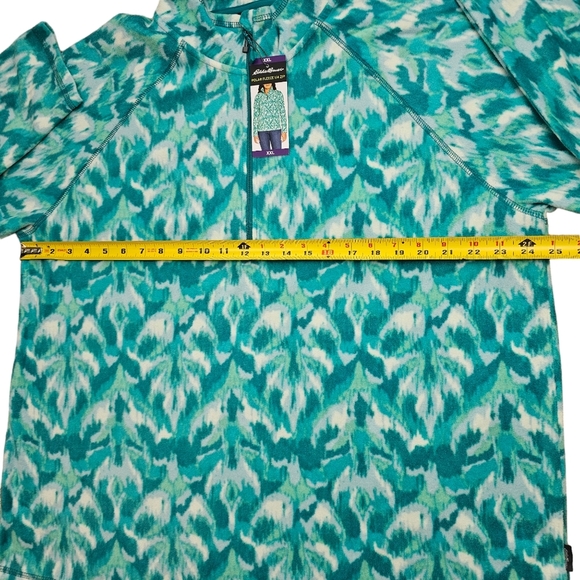 NEW Eddie Baurer Women's 1/4 Zip Pullover Teal/Aqua/White Polar Fleece - Picture 10 of 13
